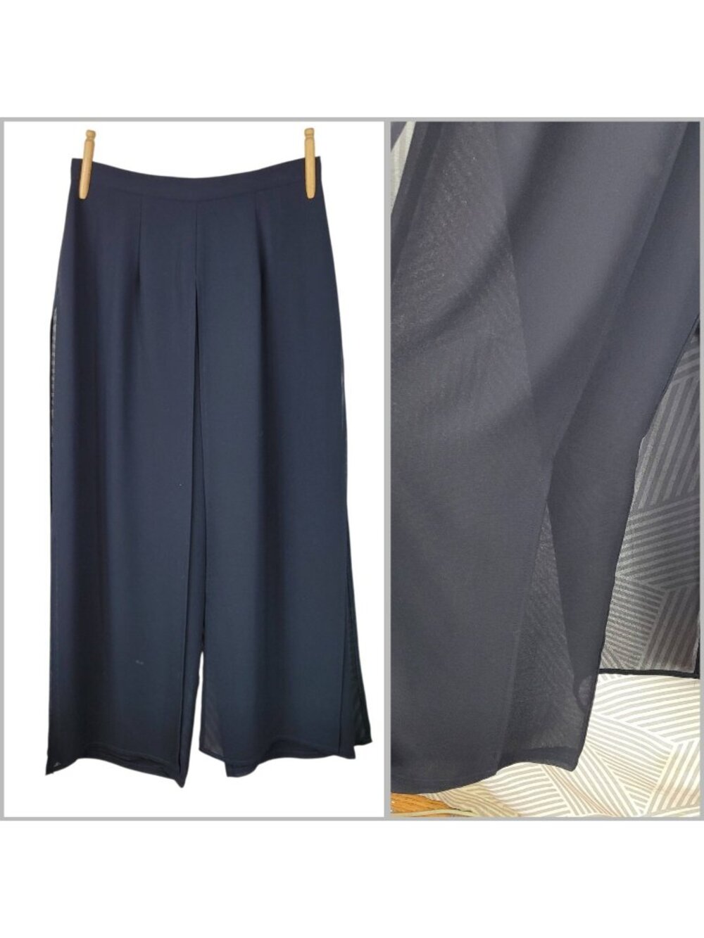 Joseph Ribkoff Wide Leg Mesh Layered Dress Pants Trousers US 12 Evening Event